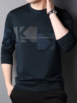Men's Geometric Pattern Print Sweatshirt - Trendy Graphic Design Crew Neck for Fall/Winter